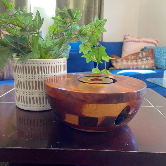 MCM Wooden Bowl Candle Holder - Picture 1 of 3